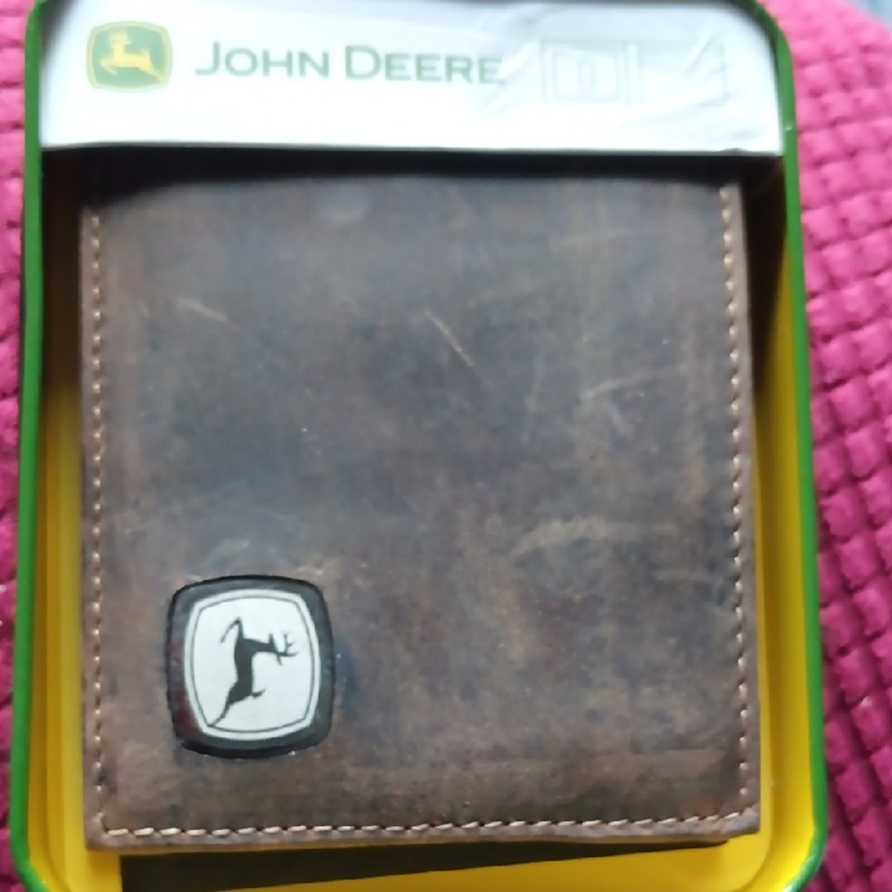 John Deere Rustic Brown Leather Card Holder